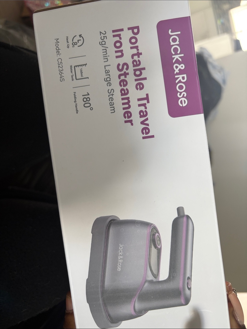 Jack & Rose Portable Travel Iron Steamer - Gray with Purple Accents